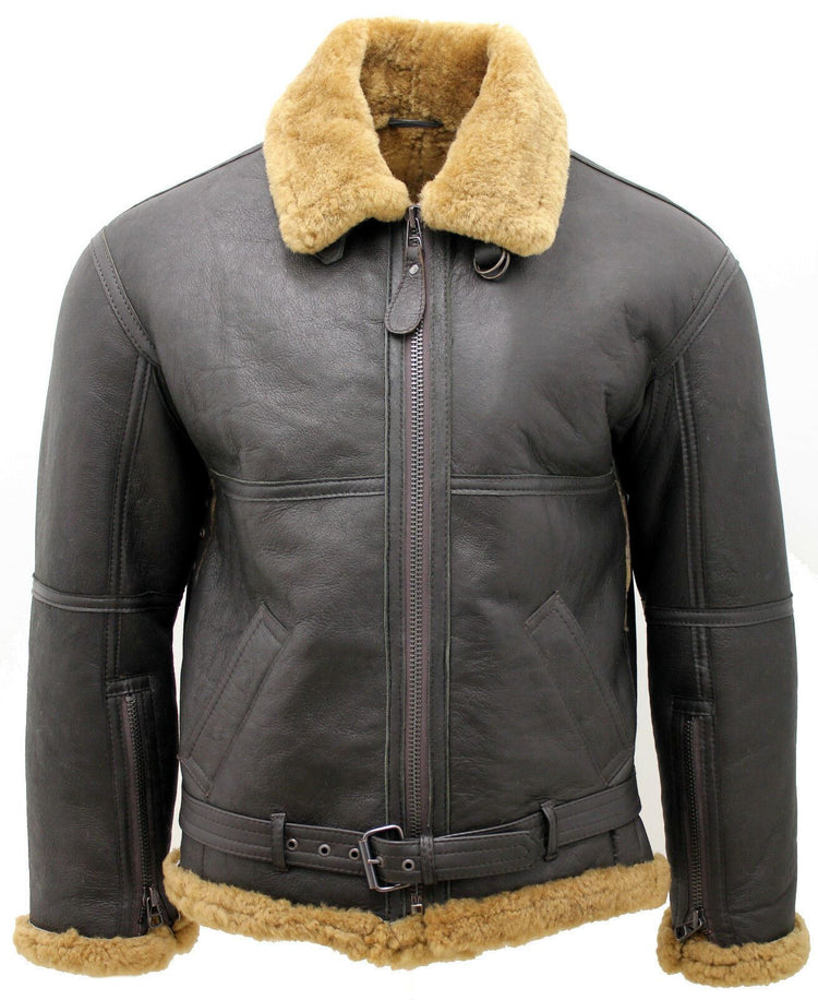 Mens RAF Sheepskin Leather Aviator Jacket-Skyfair