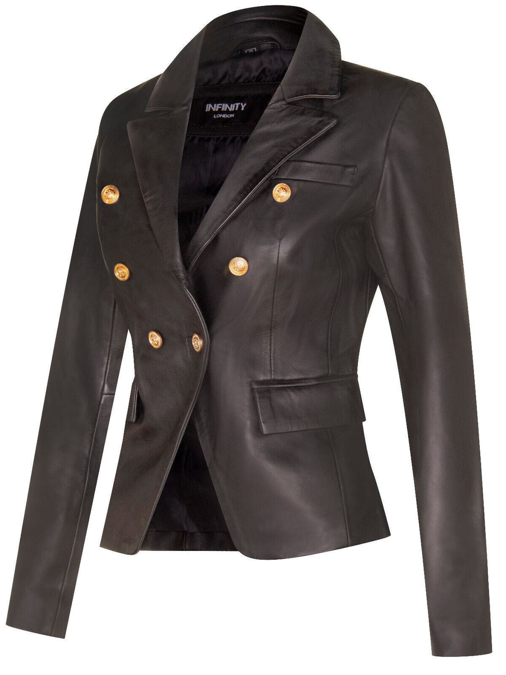 Womens Leather Military Blazer Jacket-Aalborg