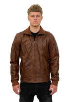 Mens Leather Varsity Bomber Jacket-Adana