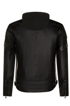 Mens Racing Hooded Leather Biker Jacket-Detroit