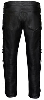 Mens Laced Leather Biker Jeans-Utah