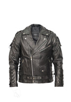Mens Embossed Brando Leather Biker Jacket-Chicago