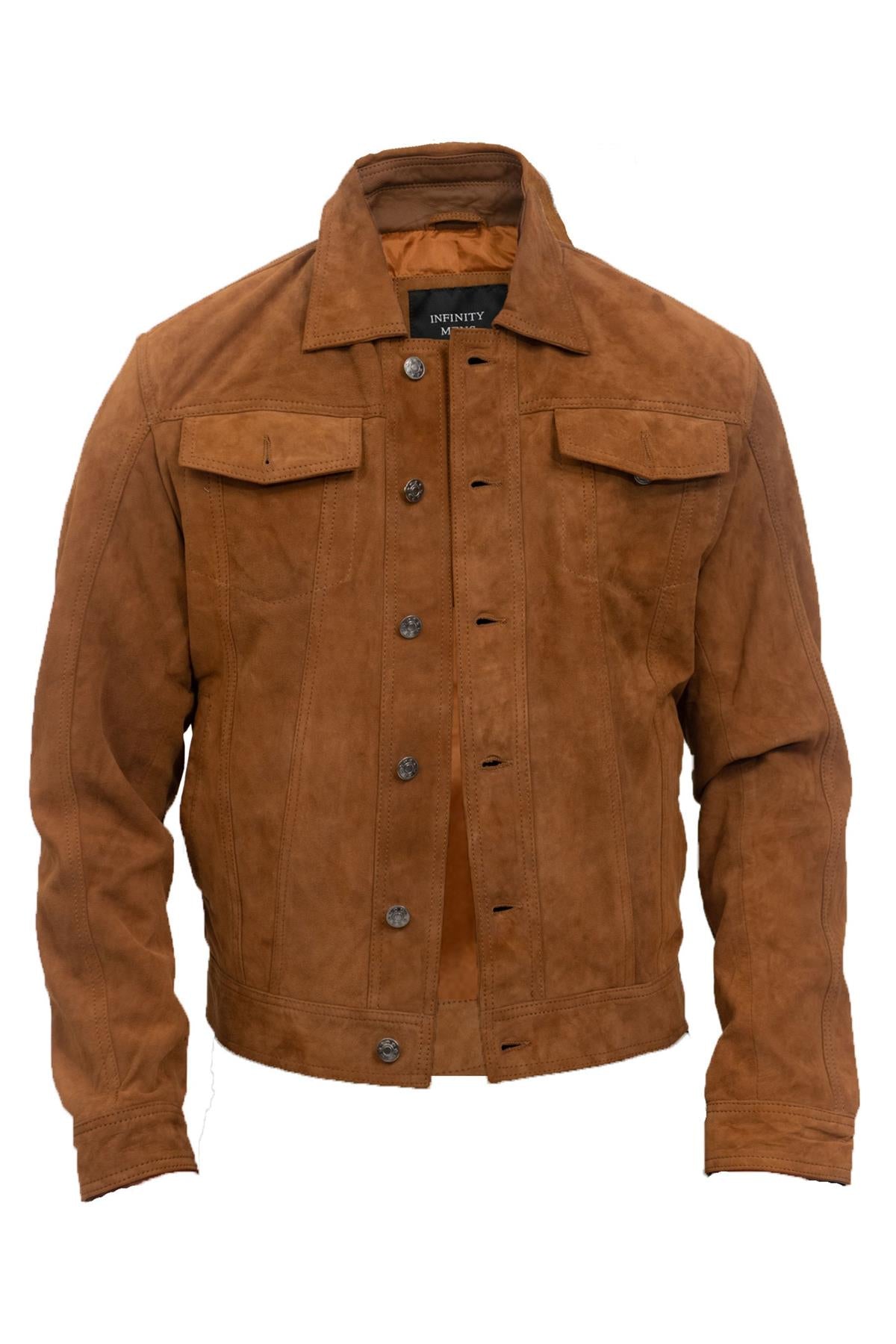 Mens Goat Suede Leather Jeans Jacket-Adelaide