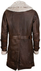 Mens 3/4 Warm Leather Sheepskin Trench Coat-Medina