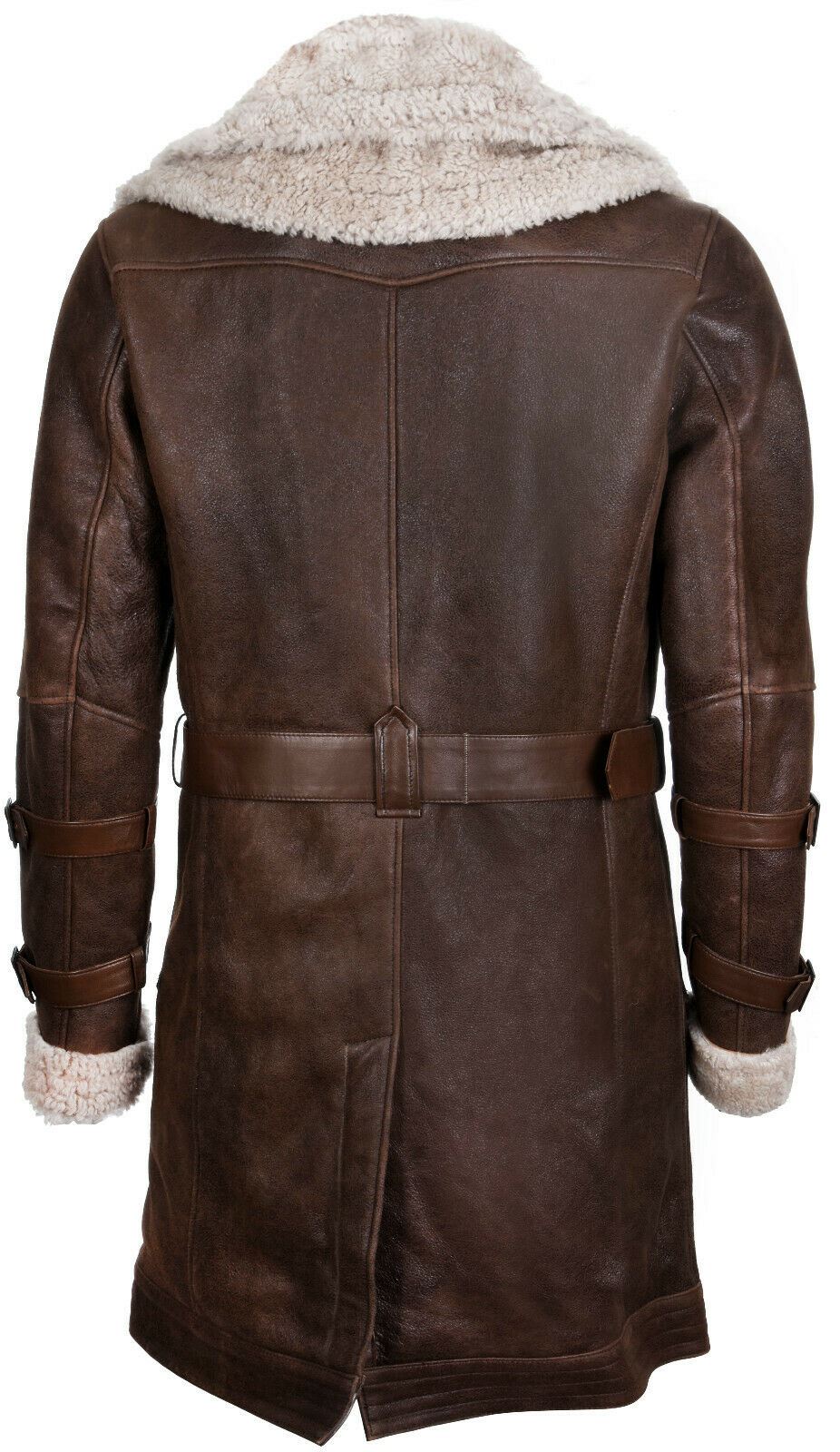 Mens 3/4 Warm Leather Sheepskin Trench Coat-Medina