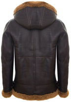 Mens Hooded Sheepskin Leather B3 Flying Jacket-Columbus