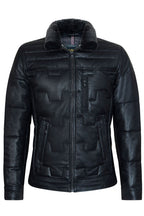 Mens Leather Quilted Puffer Biker Jacket - Thornton