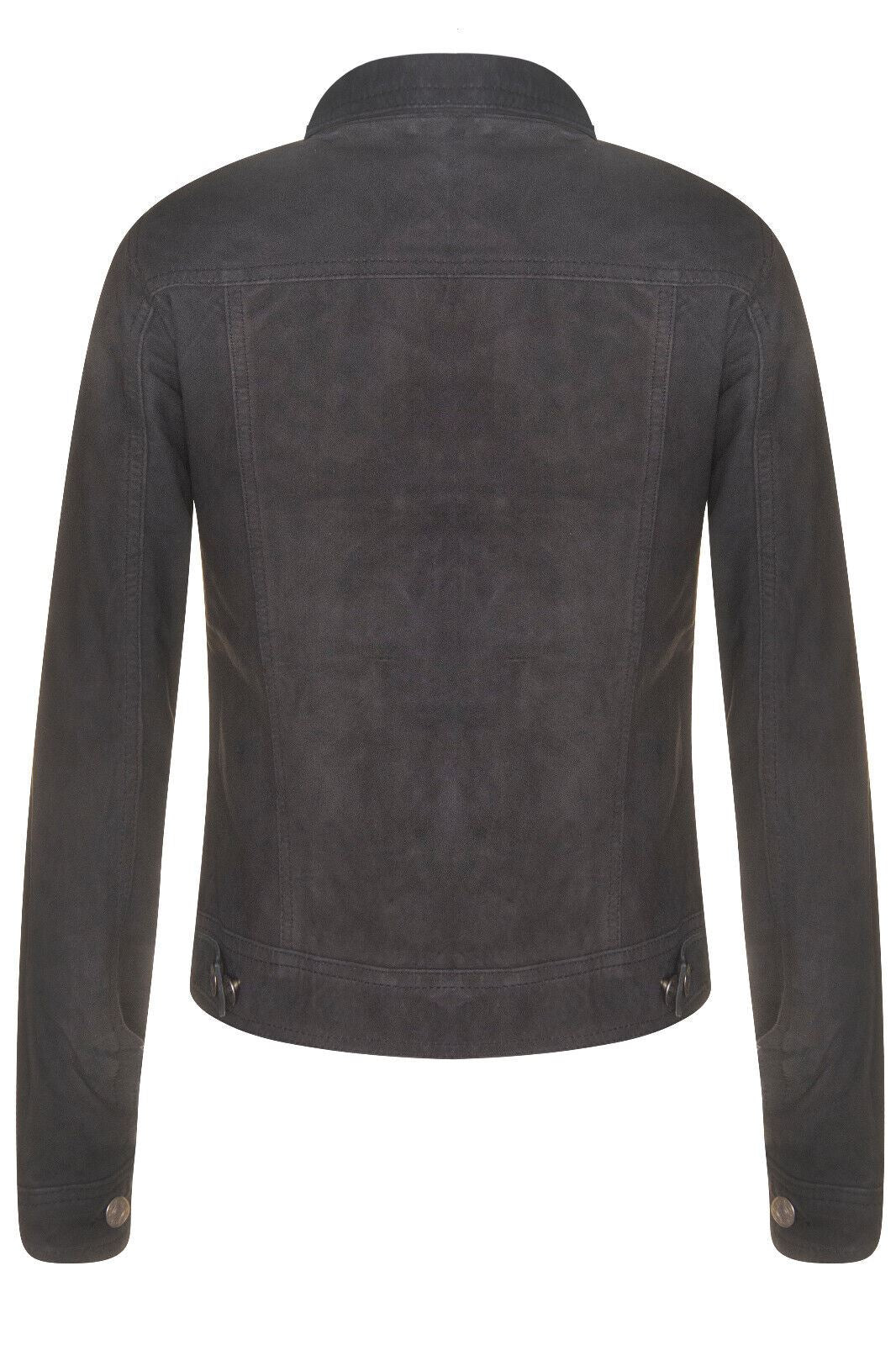 Womens Goat Suede Trucker Jeans Jacket-Astoria