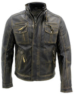 Men's Leather Retro Biker Jacket-Toronto