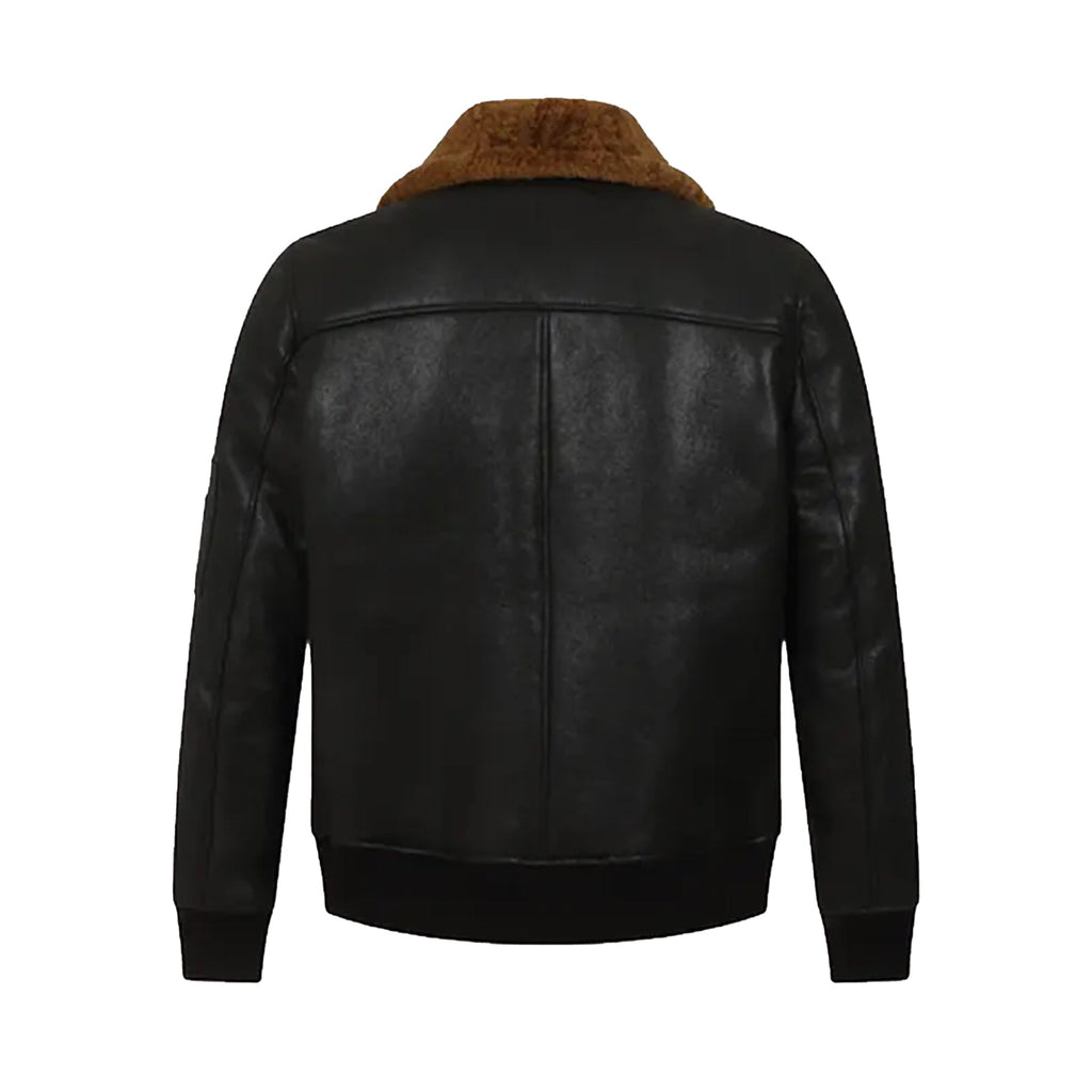 Mens Black Bomber B3 Shearling Collar Jacket