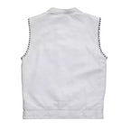 Men's White Leather Vest Black Paisley Lining & Thread Concealed Waistcoat