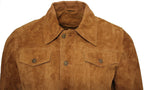 Mens Goat Suede Leather Trucker Jacket-Taraz