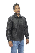 Mens Classic Harrington Bomber Leather Jacket-Minsk
