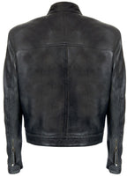 Men’s Classic Fitted Leather Biker Jacket-Austin