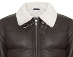Men's Leather Quilted Biker Puffer Jacket - Brasília