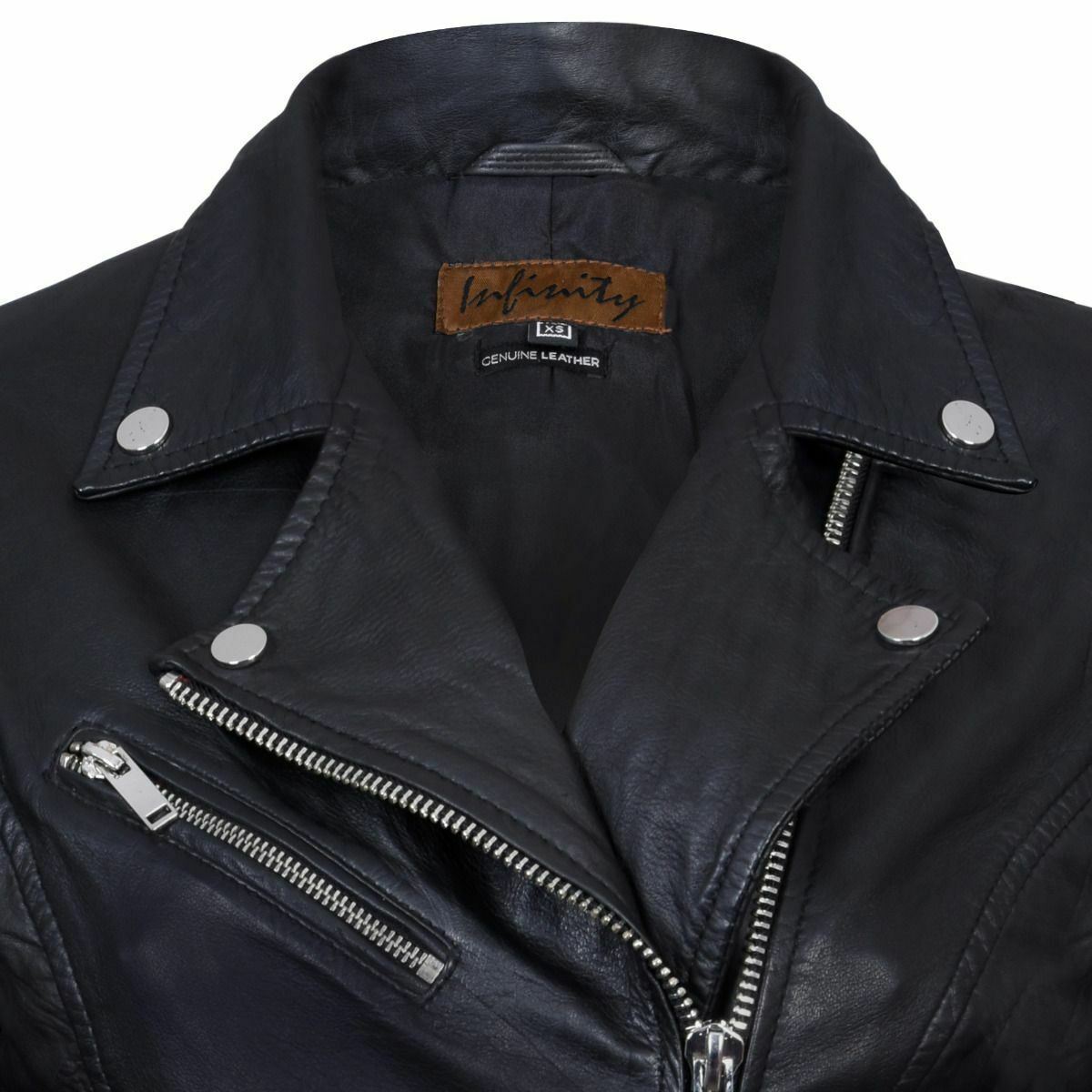 Womens Classic Leather Brando Biker Jacket-Loughton