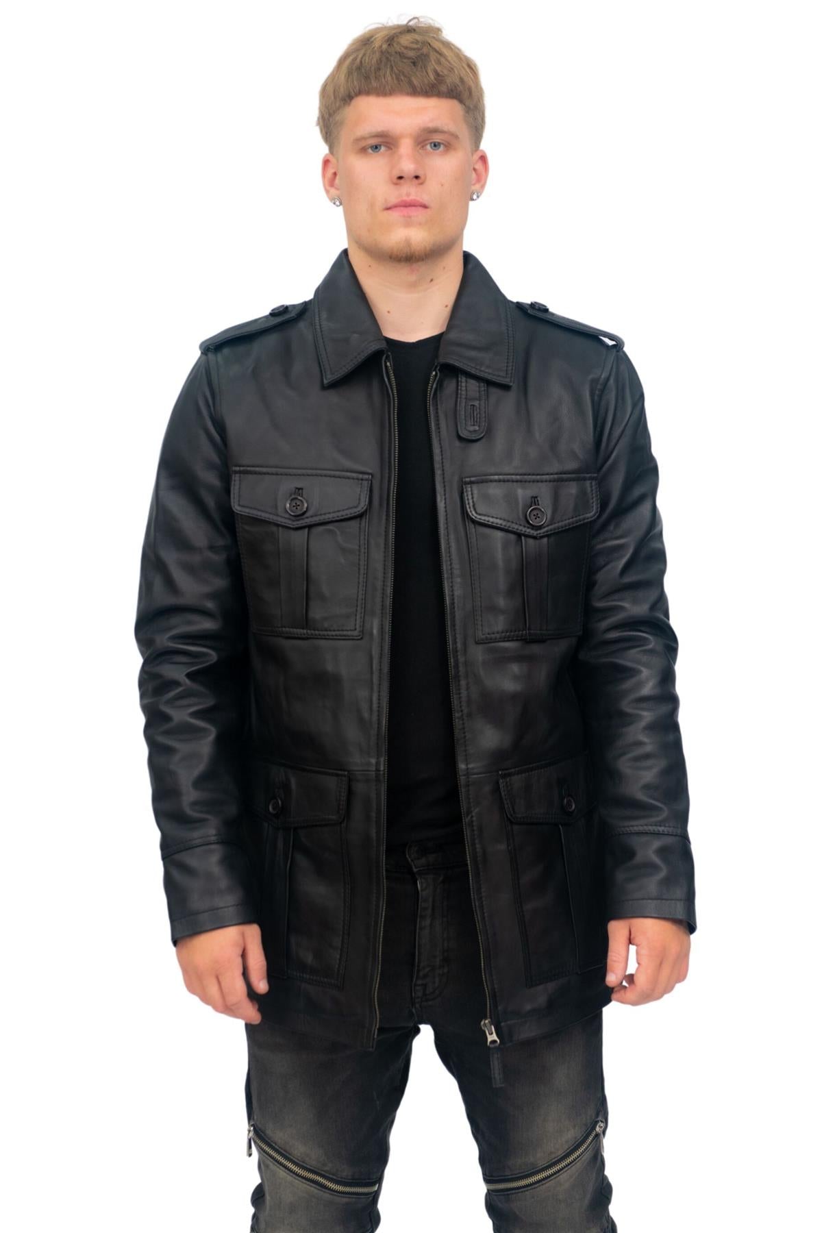 Mens Leather Parka Safari Coat-Mesa Verde