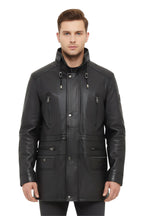 Mens Soft Italian Leather Parka Coat-Winnipeg