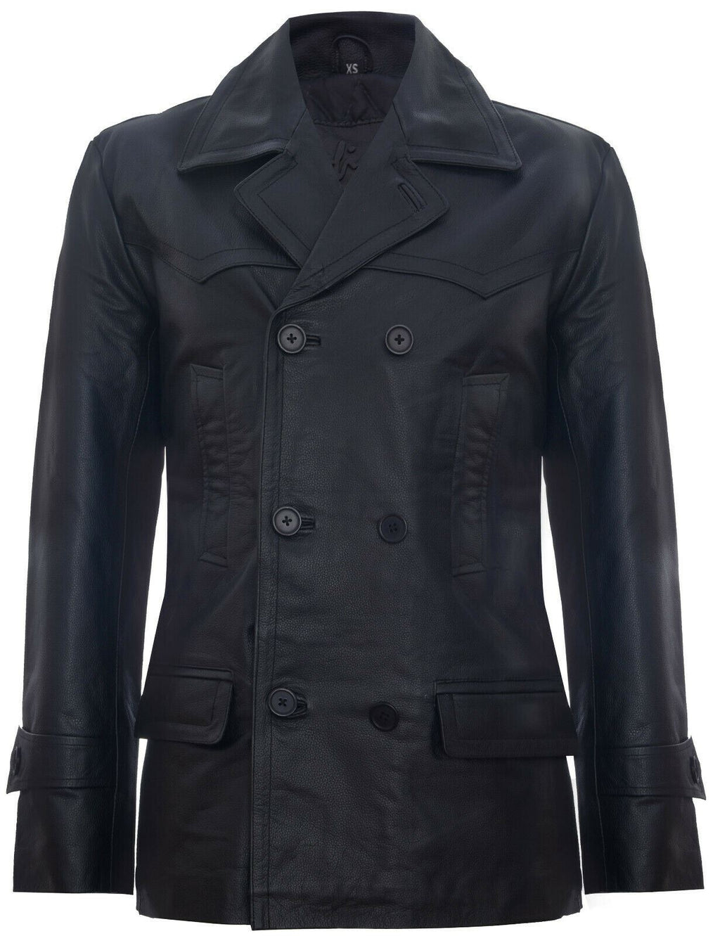 Mens Cowhide Leather Peacoat-Krakaw