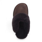 Women's Genuine Sheepskin Brown Suede Mule Winter Slippers - Luna