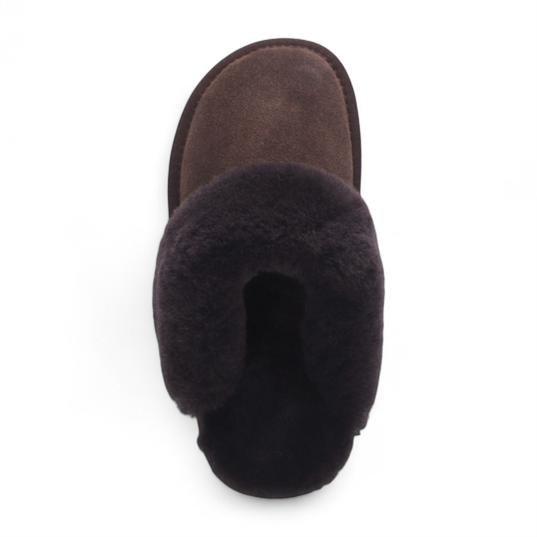 Women's Genuine Sheepskin Brown Suede Mule Winter Slippers - Luna