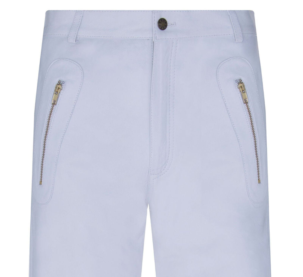 Mens Leather Zip Jeans-Ancona