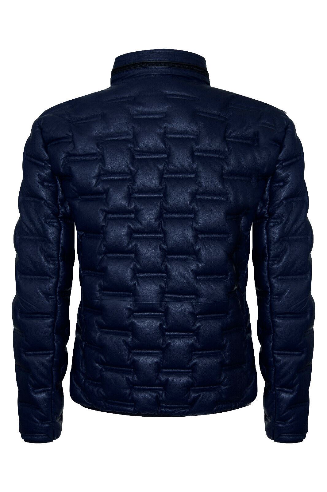 Mens Quilted Puffer Leather Bomber Jacket - Torpoint