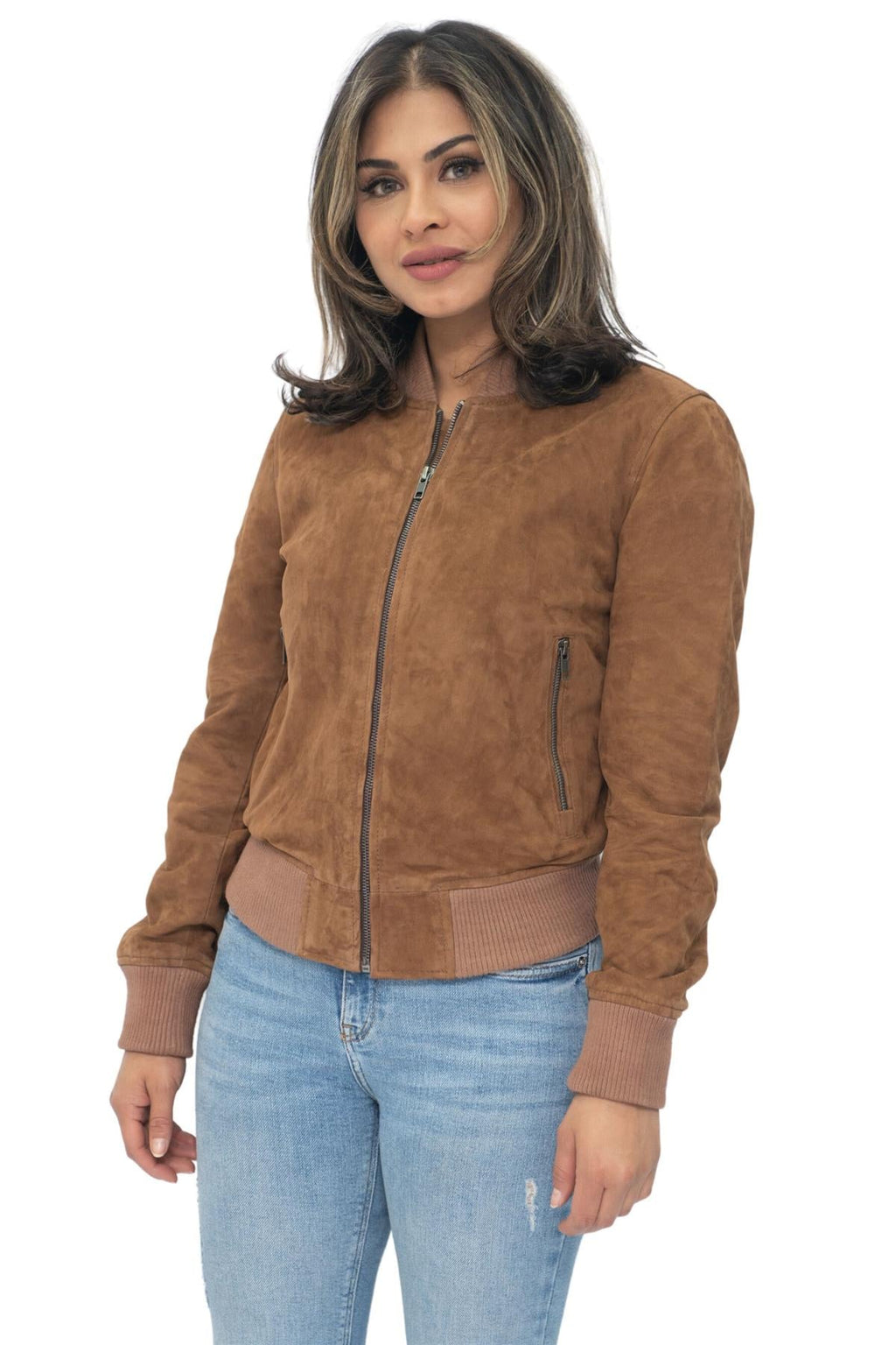 Womens MA-1 Suede Bomber Jacket-Arnhem
