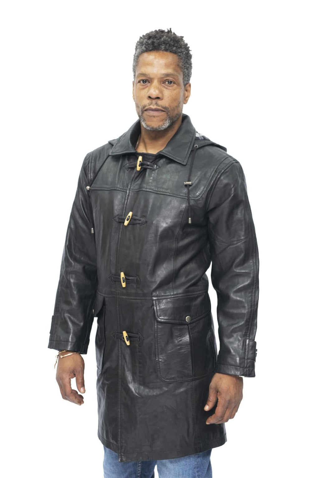 Mens Leather Duffle Classic Coat-Aylesbury