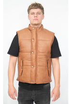 Mens Classic Leather Puffer Waistcoat-Nottingham