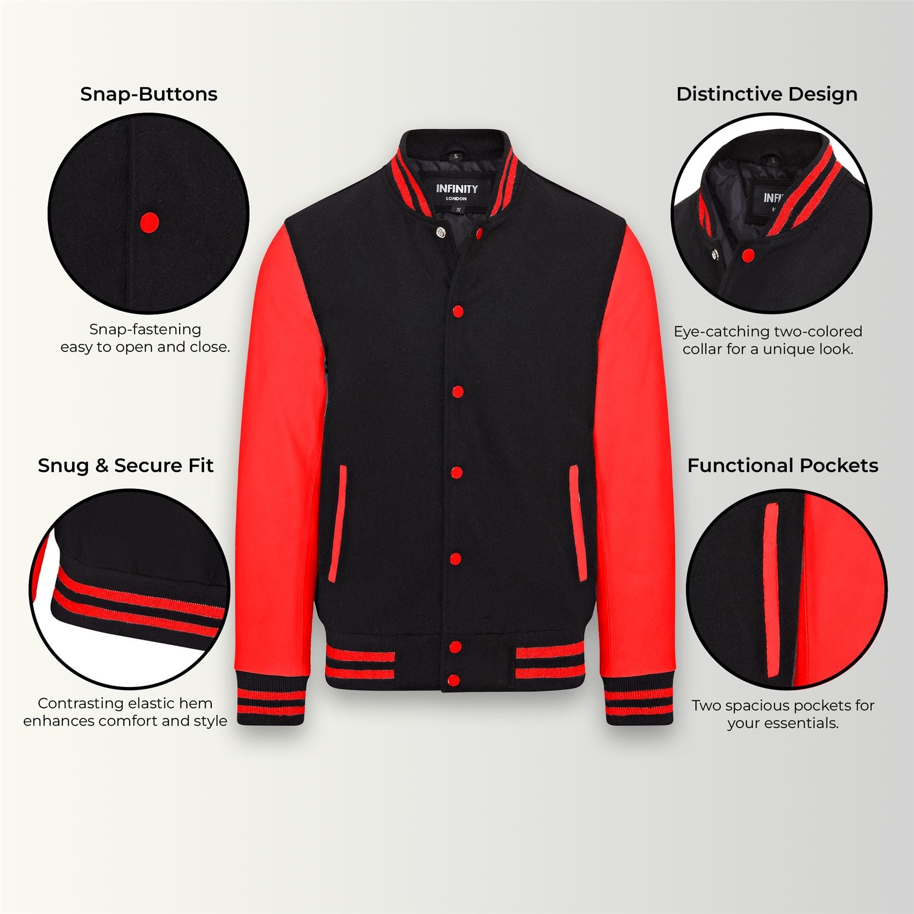 Letterman Baseball Wool Leather Varsity Bomber Jacket - Genoa