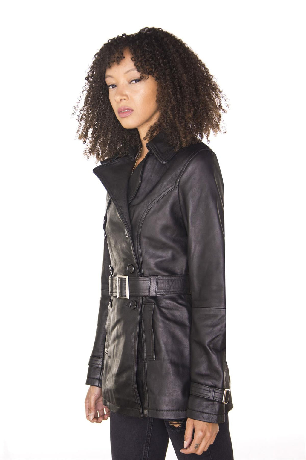 Womens Nappa Leather Trench Coat-Mosul