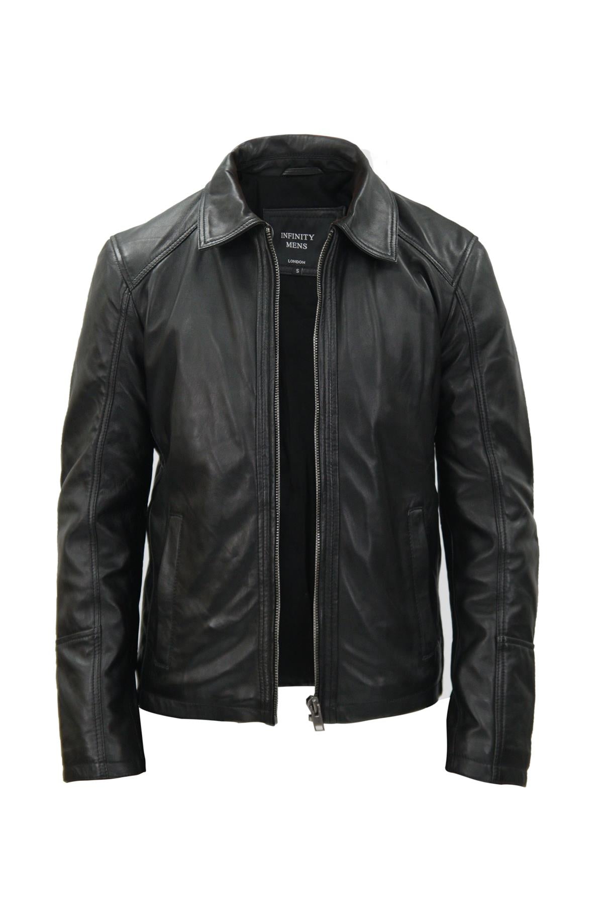 Mens Smart Classic Harrington Leather Jacket-New York