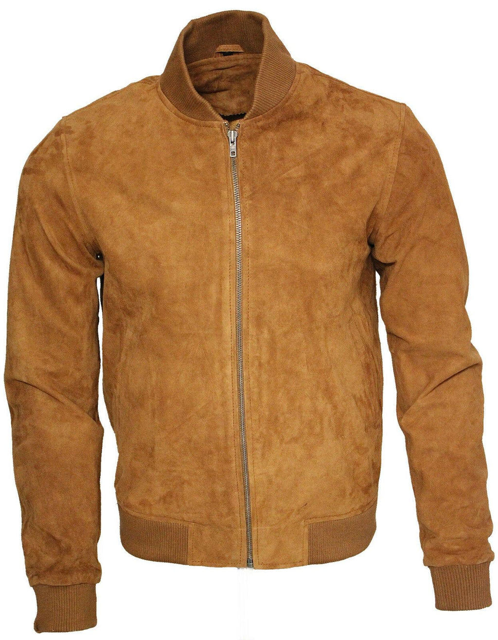 Mens Varsity Soft Suede Leather Bomber Jacket