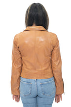Womens Leather Classic Biker Brando Jacket-Baku