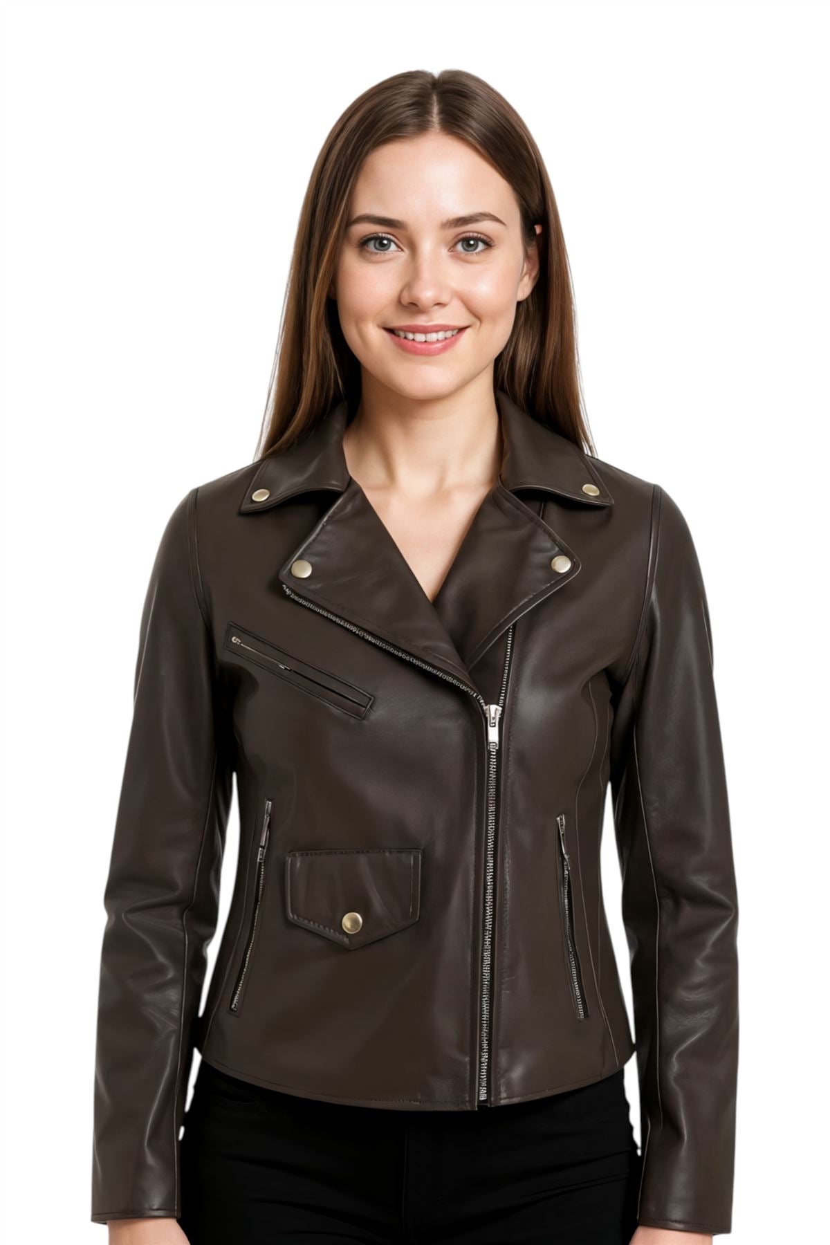 Women's Classic Brando Biker Leather Jacket - Broome