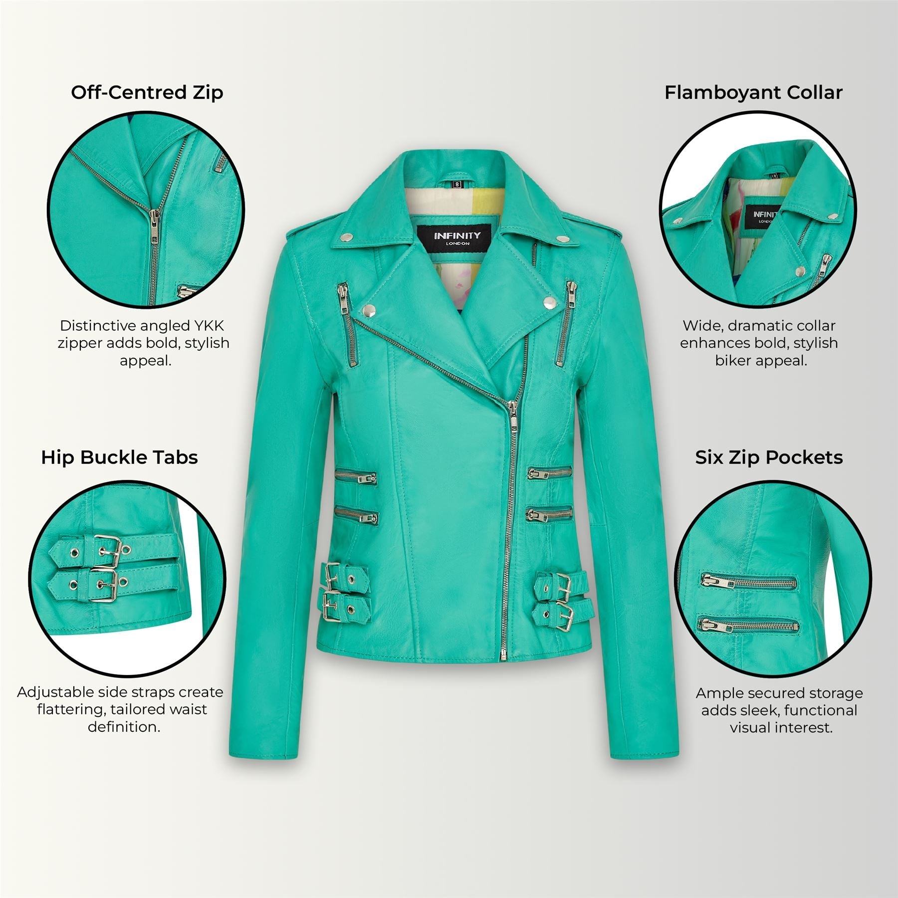 Womens Leather Vintage Brando Biker Jacket-Orlando