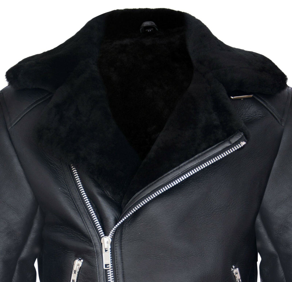 Mens Sheepskin Leather Biker Jacket-Edmonton