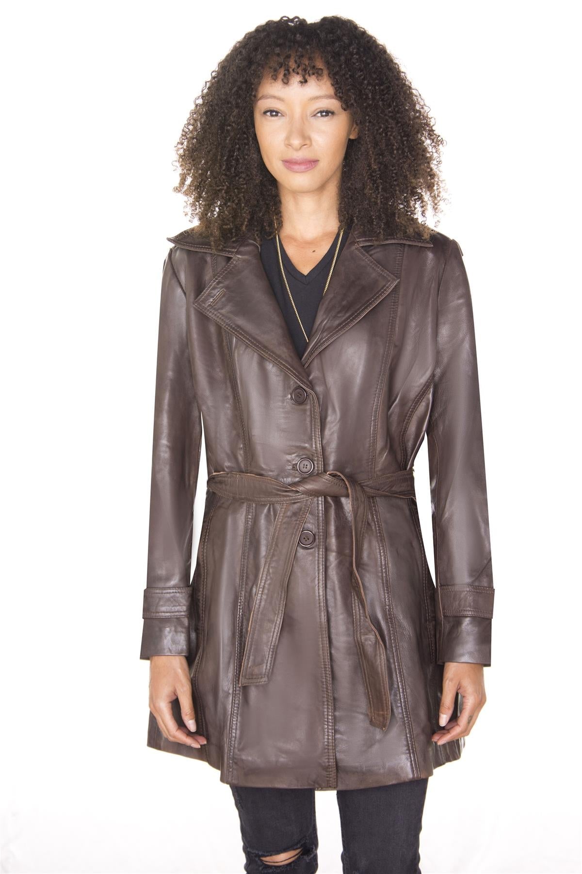 Womens 3/4 Length Trench Coat-Ranchi