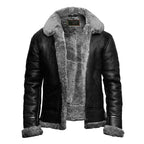 Black Shearling Leather Jacket For Men
