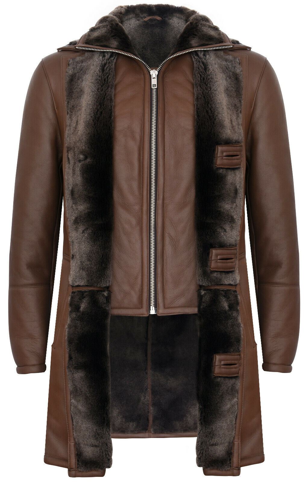 Mens Warm Shearling Sheepskin Leather Coat-Florence