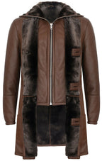 Mens Warm Shearling Sheepskin Leather Coat-Florence