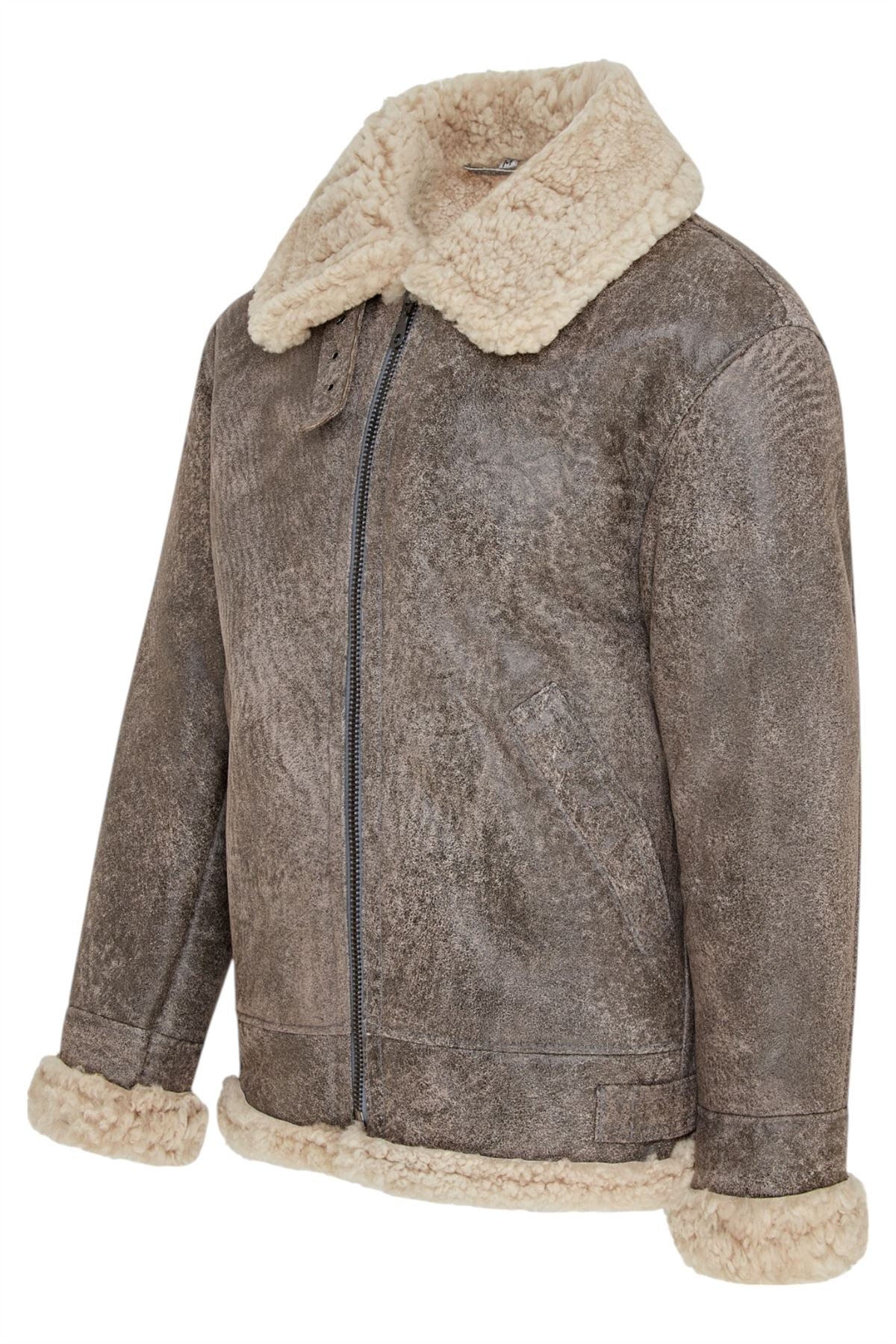 Mens B3 WW2 Sheepskin Leather Flying Aviator Jacket-Houston
