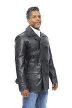 Mens Cowhide Leather Peacoat-Krakaw