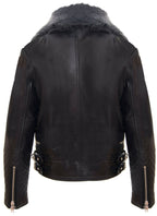 Kids Jackets Girls 100% Leather Detachable Collar Biker Jackets (3-13 Years)