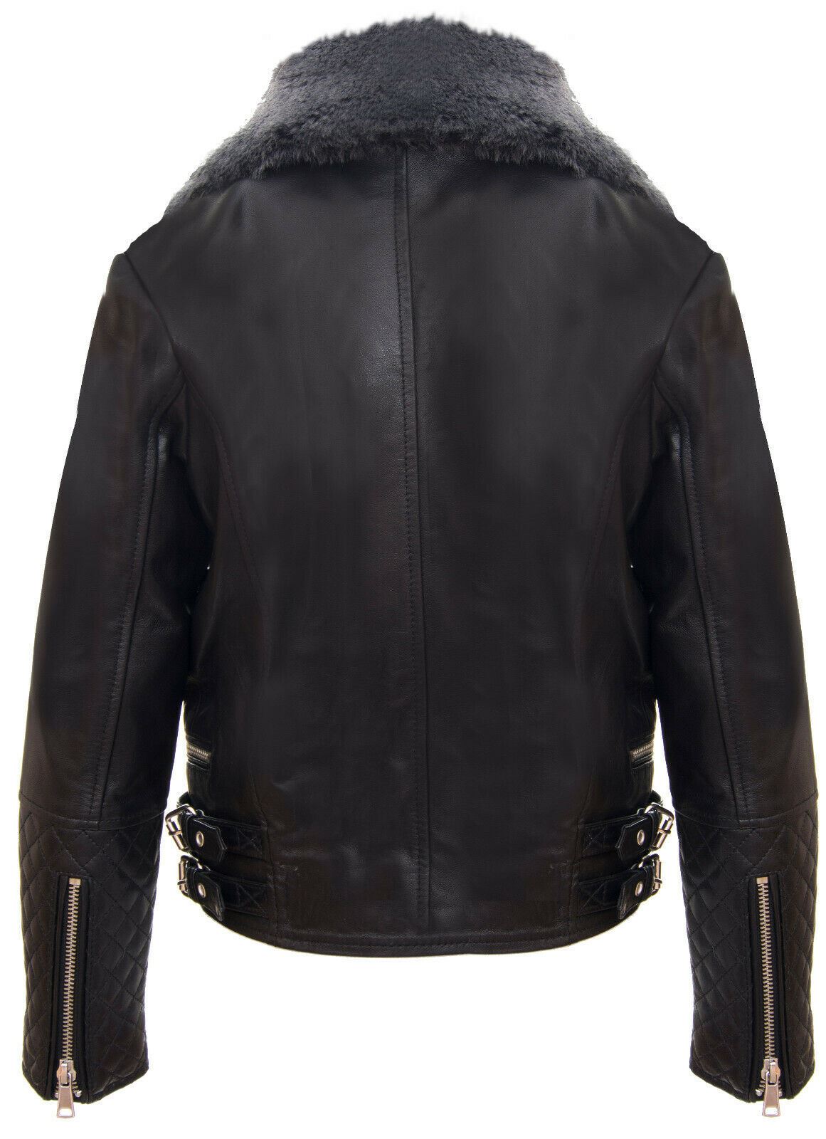 Kids Jackets Girls 100% Leather Detachable Collar Biker Jackets (3-13 Years)