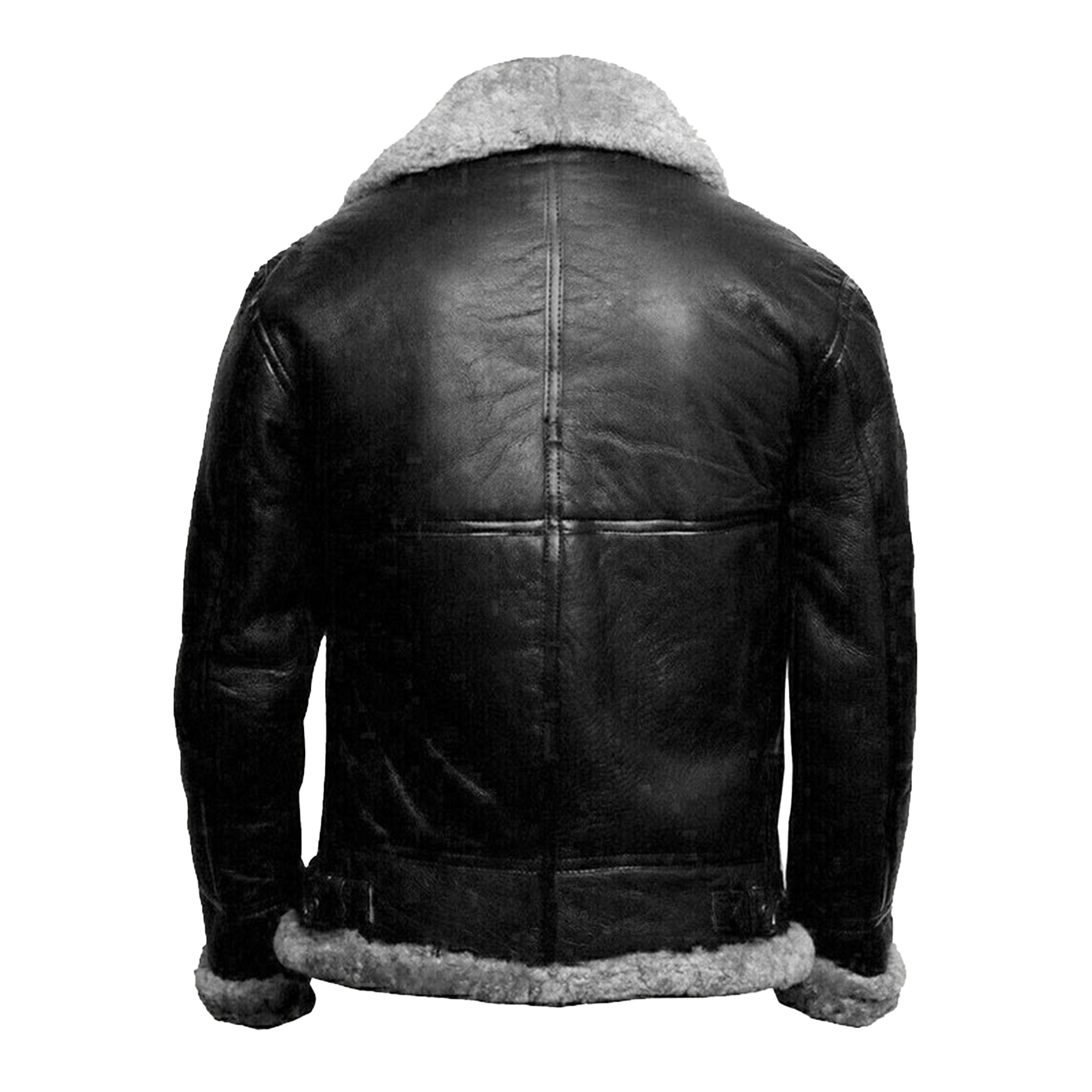 Black Shearling Leather Jacket For Men