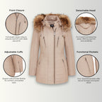 Womens Quilted Leather Parka Jacket-Curitiba