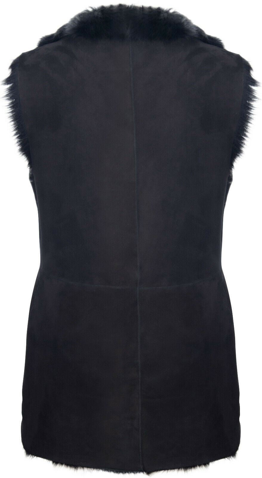 Women's Black Toscana Sheepskin Buttoned Gilet-Manama