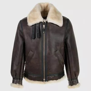Classic Brown Sheepskin B3 Bomber Shearling Jacket